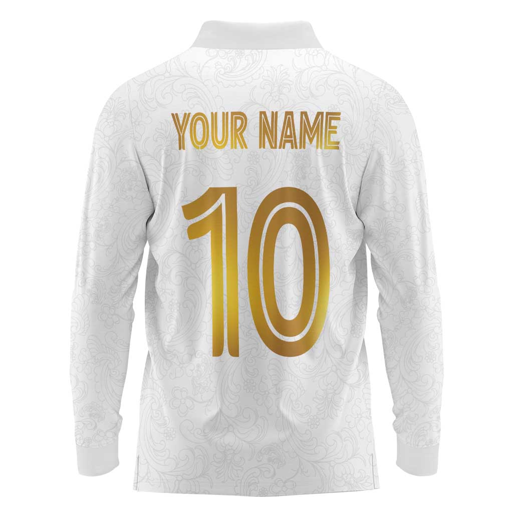 Custom Norway Football Long Sleeve Polo Shirt Norwegian Flag Style with Rosemaling Pattern - Wonder Print Shop