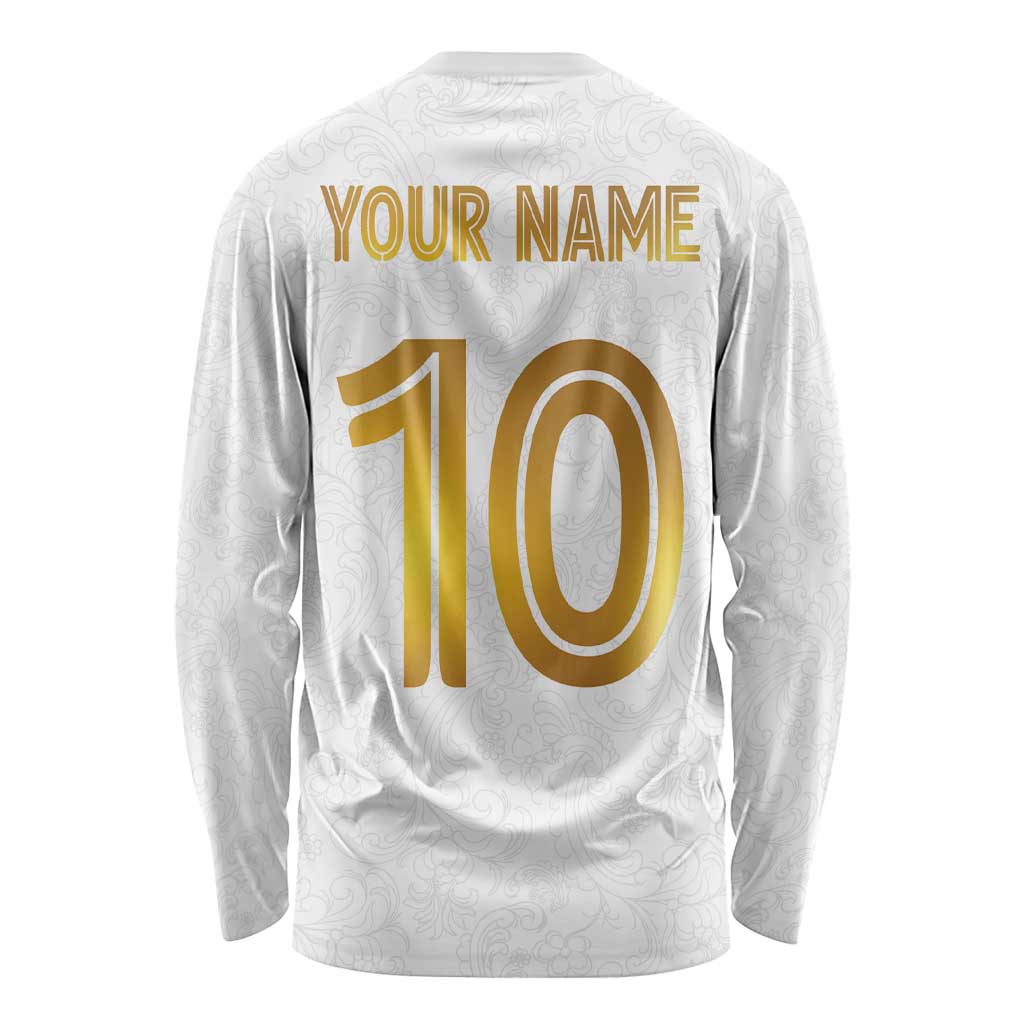 Custom Norway Football Long Sleeve Shirt Norwegian Flag Style with Rosemaling Pattern - Wonder Print Shop