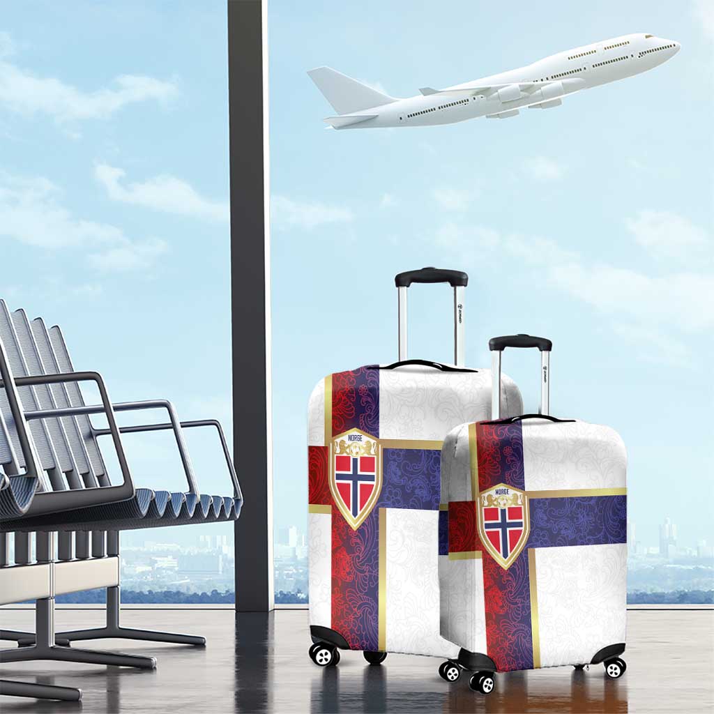 Norway Football Luggage Cover Norwegian Flag Style with Rosemaling Pattern - Wonder Print Shop