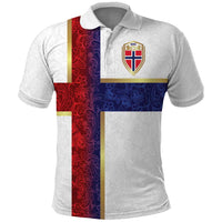 Custom Norway Football Polo Shirt Norwegian Flag Style with Rosemaling Pattern - Wonder Print Shop