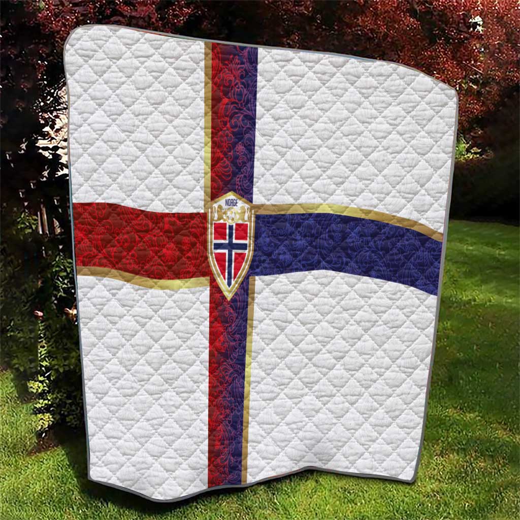 Norway Football Quilt Norwegian Flag Style with Rosemaling Pattern - Wonder Print Shop