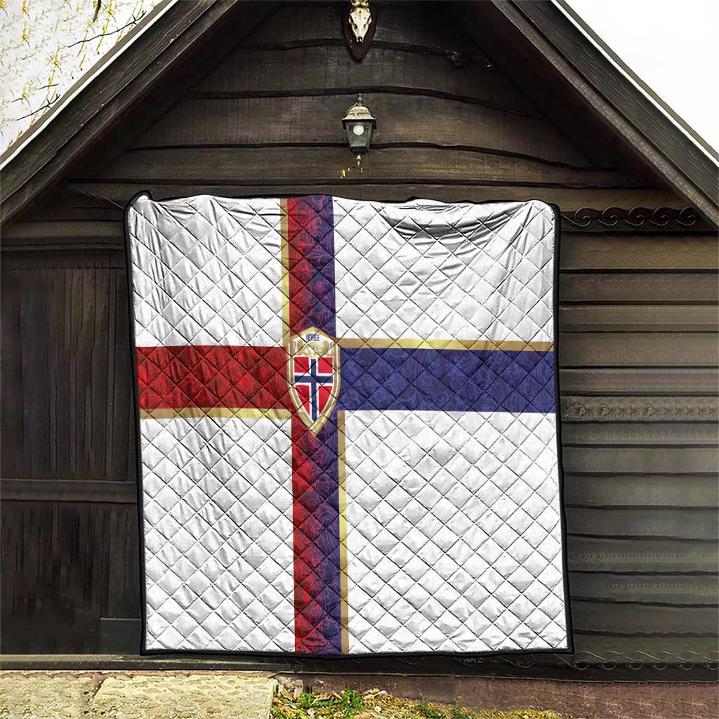 Norway Football Quilt Norwegian Flag Style with Rosemaling Pattern - Wonder Print Shop