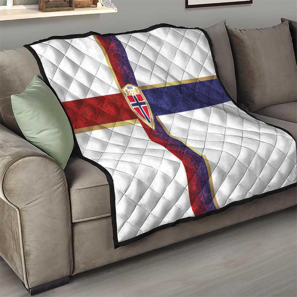Norway Football Quilt Norwegian Flag Style with Rosemaling Pattern - Wonder Print Shop
