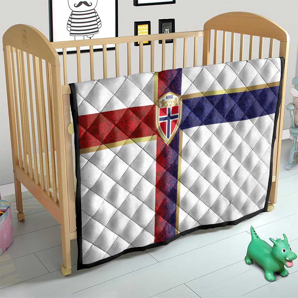Norway Football Quilt Norwegian Flag Style with Rosemaling Pattern - Wonder Print Shop