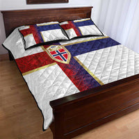 Norway Football Quilt Bed Set Norwegian Flag Style with Rosemaling Pattern - Wonder Print Shop
