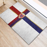 Norway Football Rubber Doormat Norwegian Flag Style with Rosemaling Pattern - Wonder Print Shop
