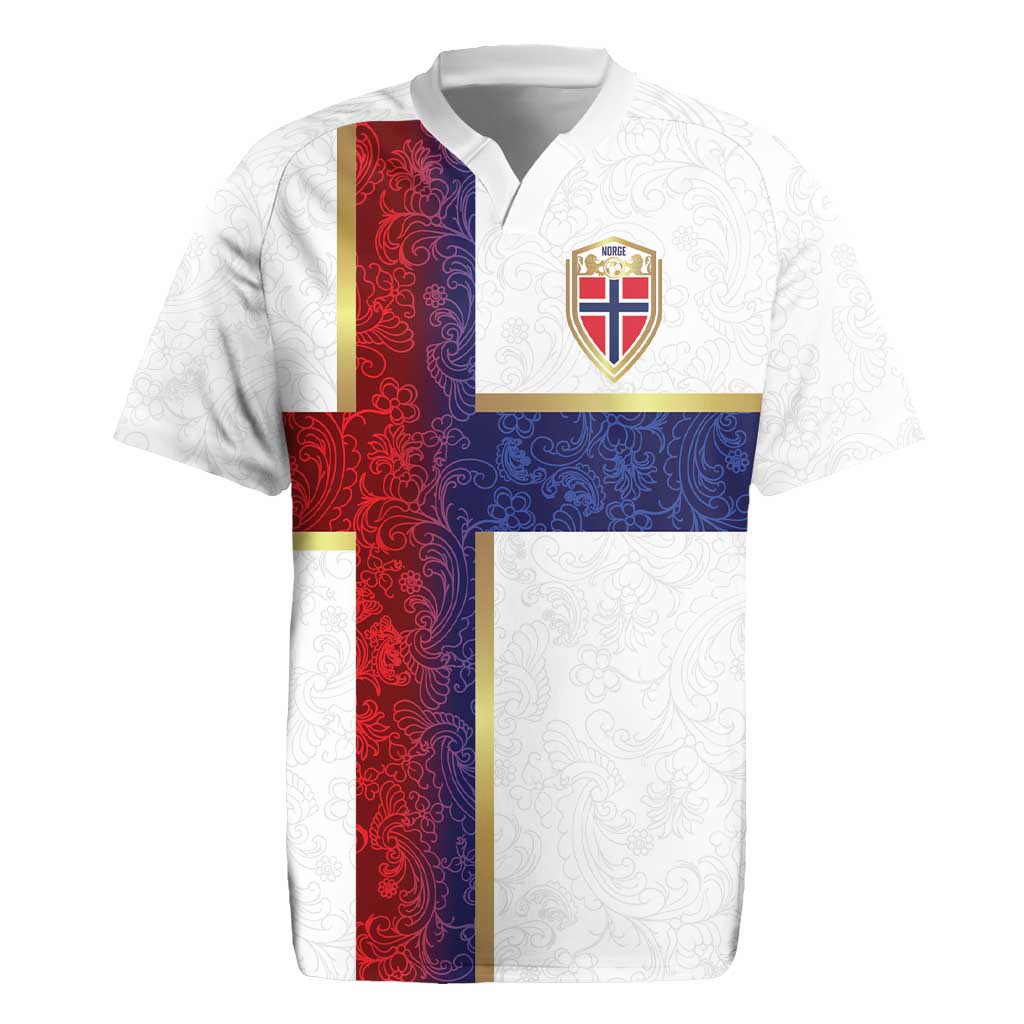 Custom Norway Football Rugby Jersey Norwegian Flag Style with Rosemaling Pattern - Wonder Print Shop