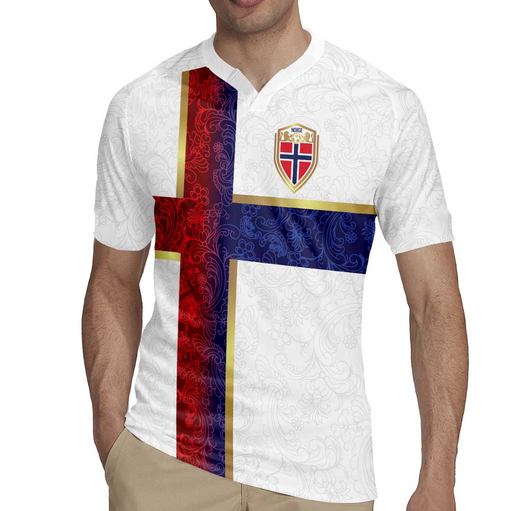 Custom Norway Football Rugby Jersey Norwegian Flag Style with Rosemaling Pattern - Wonder Print Shop