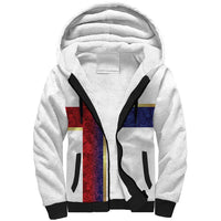 Custom Norway Football Sherpa Hoodie Norwegian Flag Style with Rosemaling Pattern - Wonder Print Shop