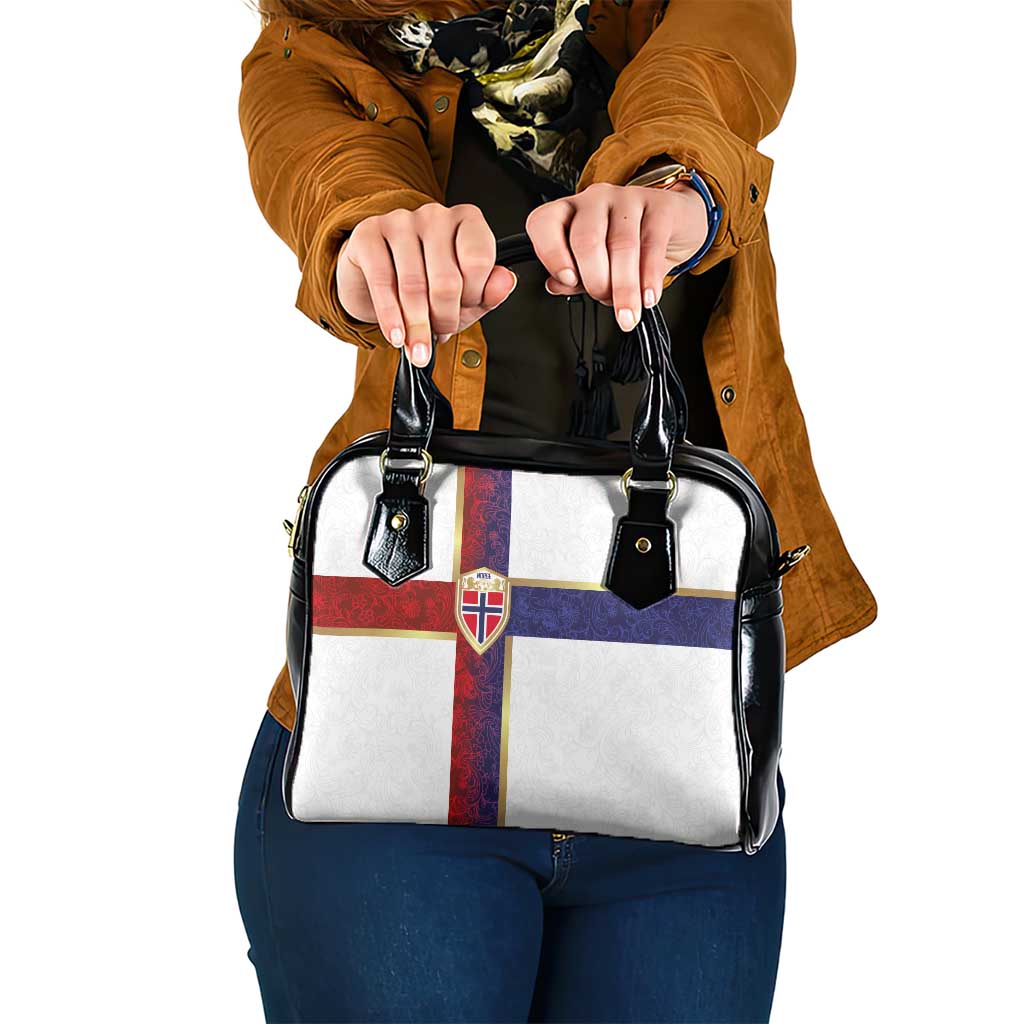 Norway Football Shoulder Handbag Norwegian Flag Style with Rosemaling Pattern - Wonder Print Shop