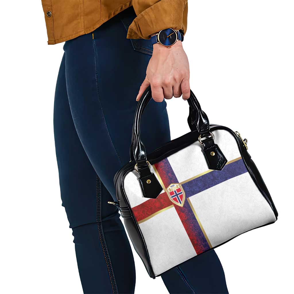 Norway Football Shoulder Handbag Norwegian Flag Style with Rosemaling Pattern - Wonder Print Shop