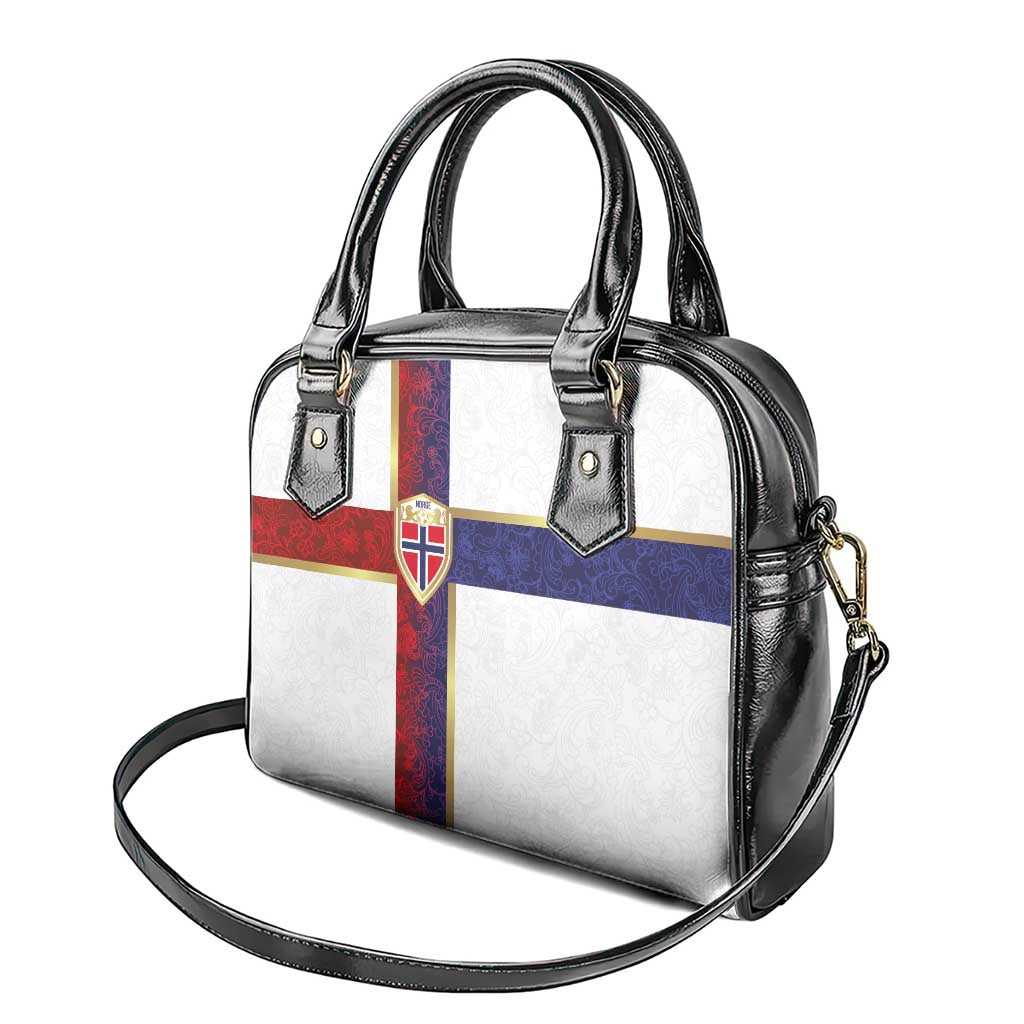 Norway Football Shoulder Handbag Norwegian Flag Style with Rosemaling Pattern - Wonder Print Shop