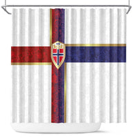 Norway Football Shower Curtain Norwegian Flag Style with Rosemaling Pattern - Wonder Print Shop