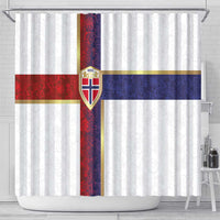 Norway Football Shower Curtain Norwegian Flag Style with Rosemaling Pattern - Wonder Print Shop