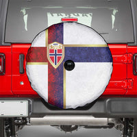 Norway Football Spare Tire Cover Norwegian Flag Style with Rosemaling Pattern - Wonder Print Shop