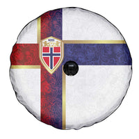 Norway Football Spare Tire Cover Norwegian Flag Style with Rosemaling Pattern - Wonder Print Shop