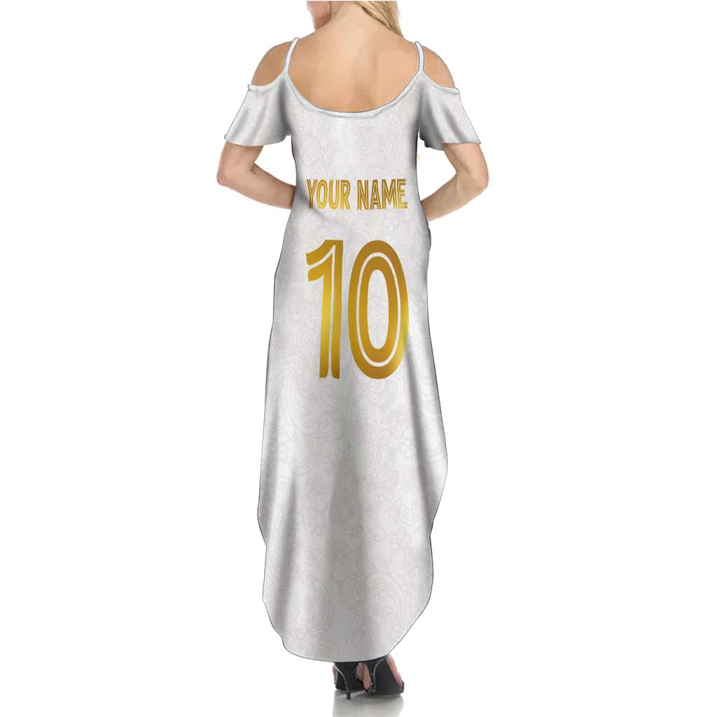 Custom Norway Football Summer Maxi Dress Norwegian Flag Style with Rosemaling Pattern - Wonder Print Shop