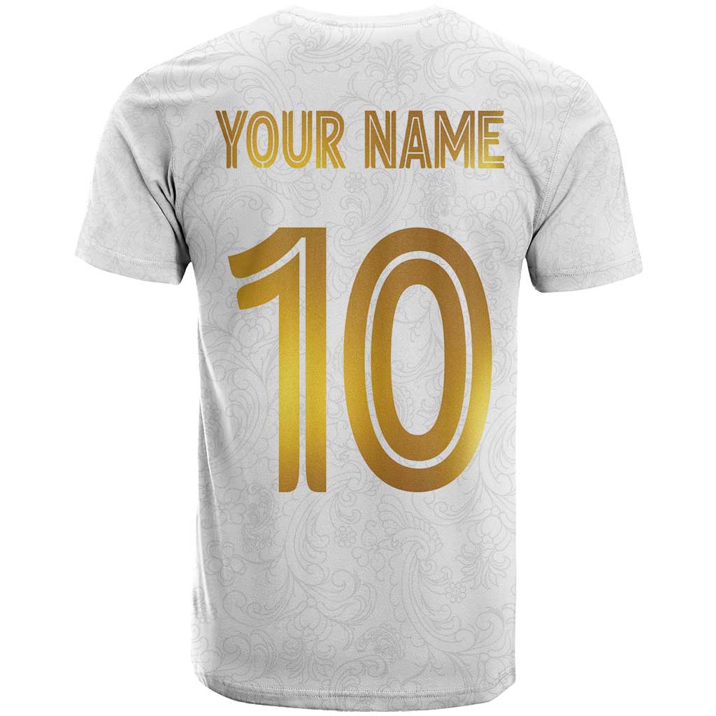 Custom Norway Football T Shirt Norwegian Flag Style with Rosemaling Pattern - Wonder Print Shop