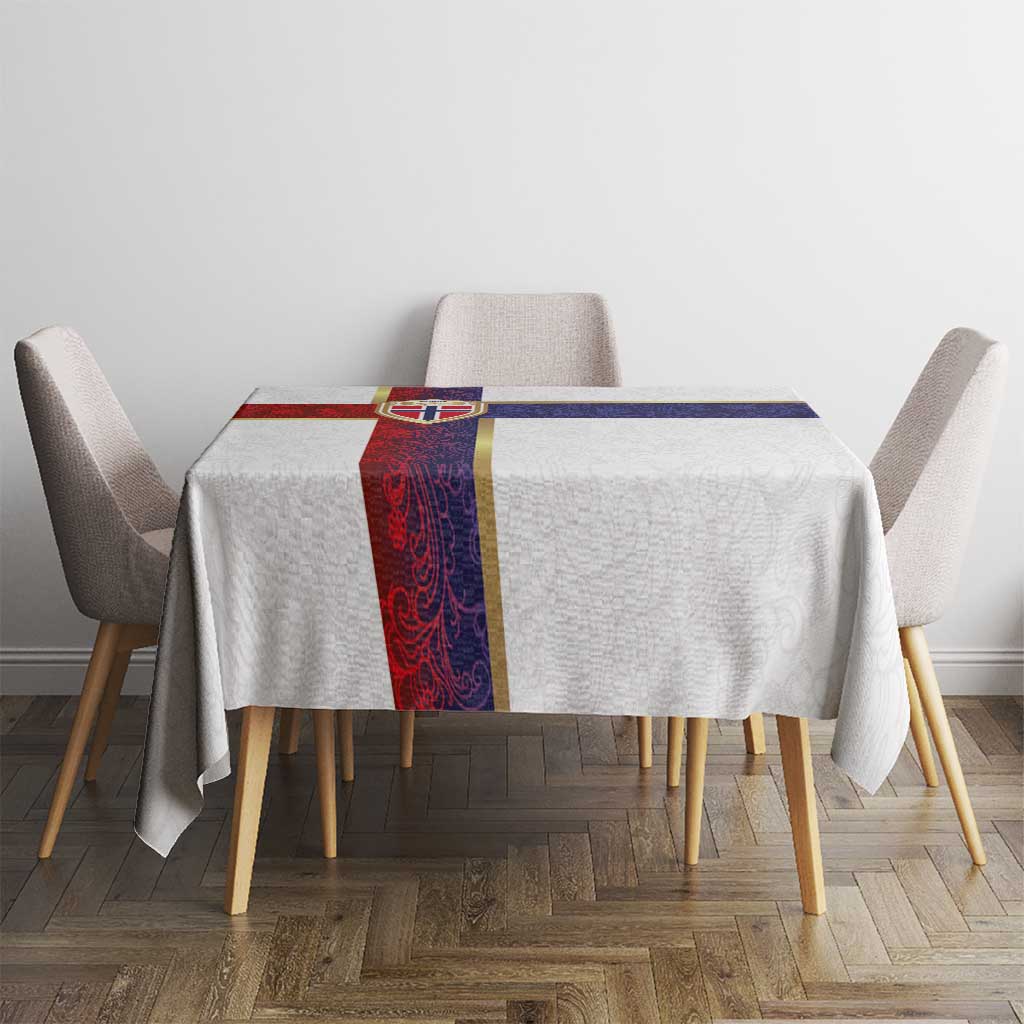 Norway Football Tablecloth Norwegian Flag Style with Rosemaling Pattern - Wonder Print Shop
