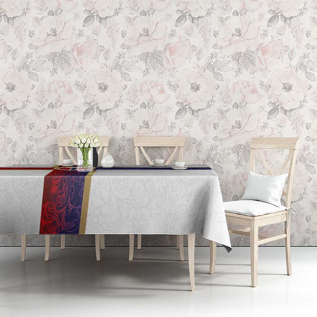 Norway Football Tablecloth Norwegian Flag Style with Rosemaling Pattern - Wonder Print Shop