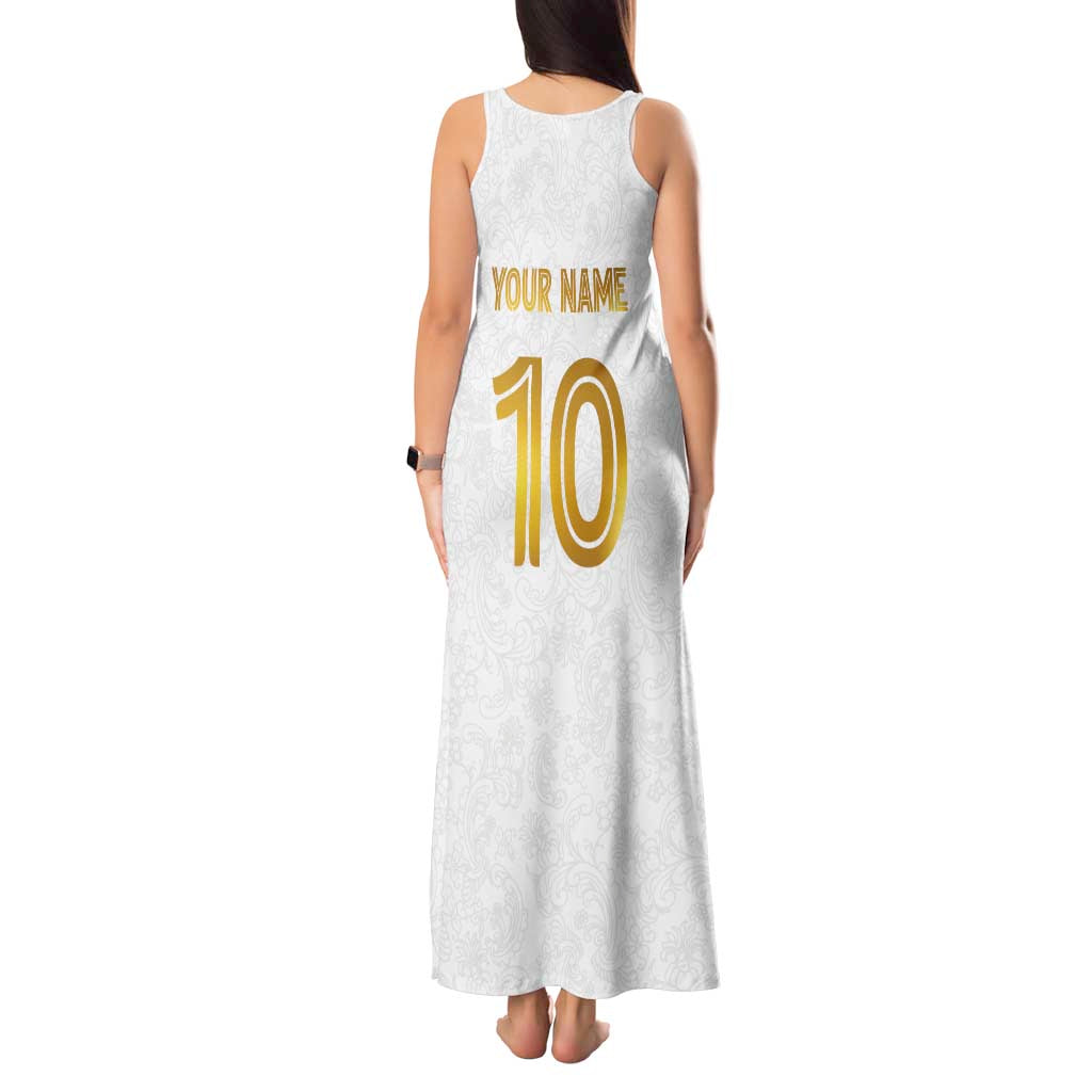 Custom Norway Football Tank Maxi Dress Norwegian Flag Style with Rosemaling Pattern - Wonder Print Shop