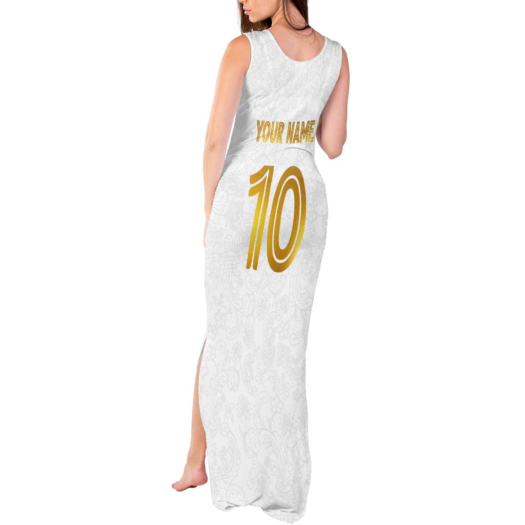 Custom Norway Football Tank Maxi Dress Norwegian Flag Style with Rosemaling Pattern - Wonder Print Shop