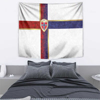 Norway Football Tapestry Norwegian Flag Style with Rosemaling Pattern - Wonder Print Shop