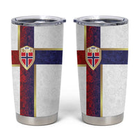 Norway Football Tumbler Cup Norwegian Flag Style with Rosemaling Pattern - Wonder Print Shop
