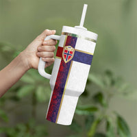Norway Football Tumbler With Handle Norwegian Flag Style with Rosemaling Pattern LT03