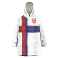 Custom Norway Football Wearable Blanket Hoodie Norwegian Flag Style with Rosemaling Pattern - Wonder Print Shop