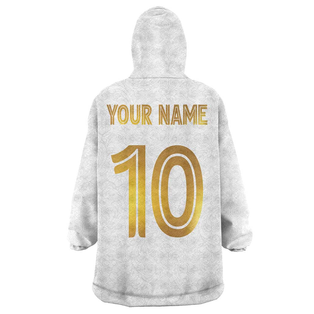 Custom Norway Football Wearable Blanket Hoodie Norwegian Flag Style with Rosemaling Pattern - Wonder Print Shop