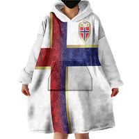 Custom Norway Football Wearable Blanket Hoodie Norwegian Flag Style with Rosemaling Pattern - Wonder Print Shop