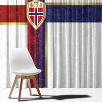 Norway Football Window Curtain Norwegian Flag Style with Rosemaling Pattern - Wonder Print Shop