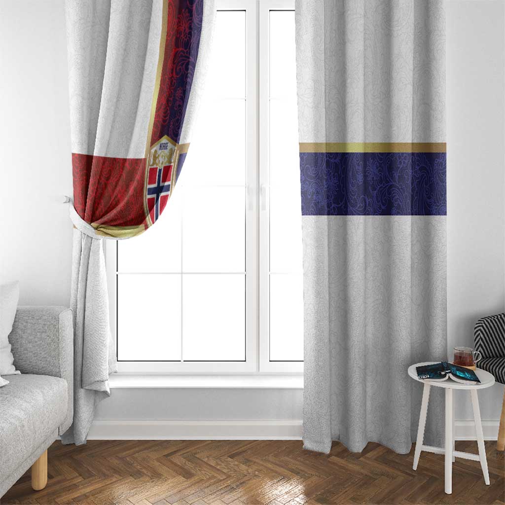 Norway Football Window Curtain Norwegian Flag Style with Rosemaling Pattern - Wonder Print Shop