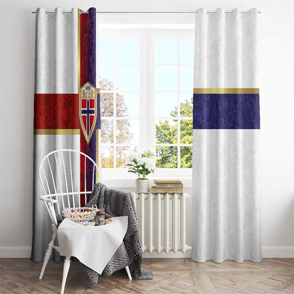 Norway Football Window Curtain Norwegian Flag Style with Rosemaling Pattern - Wonder Print Shop