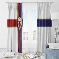 Norway Football Window Curtain Norwegian Flag Style with Rosemaling Pattern - Wonder Print Shop