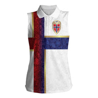 Custom Norway Football Women Sleeveless Polo Shirt Norwegian Flag Style with Rosemaling Pattern - Wonder Print Shop