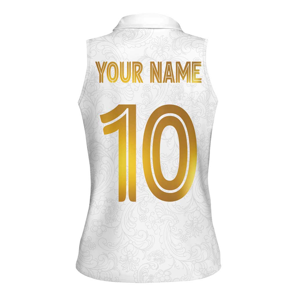 Custom Norway Football Women Sleeveless Polo Shirt Norwegian Flag Style with Rosemaling Pattern - Wonder Print Shop