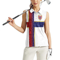 Custom Norway Football Women Sleeveless Polo Shirt Norwegian Flag Style with Rosemaling Pattern - Wonder Print Shop