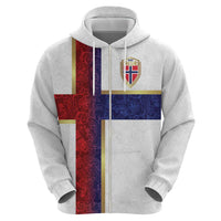 Custom Norway Football Zip Hoodie Norwegian Flag Style with Rosemaling Pattern - Wonder Print Shop