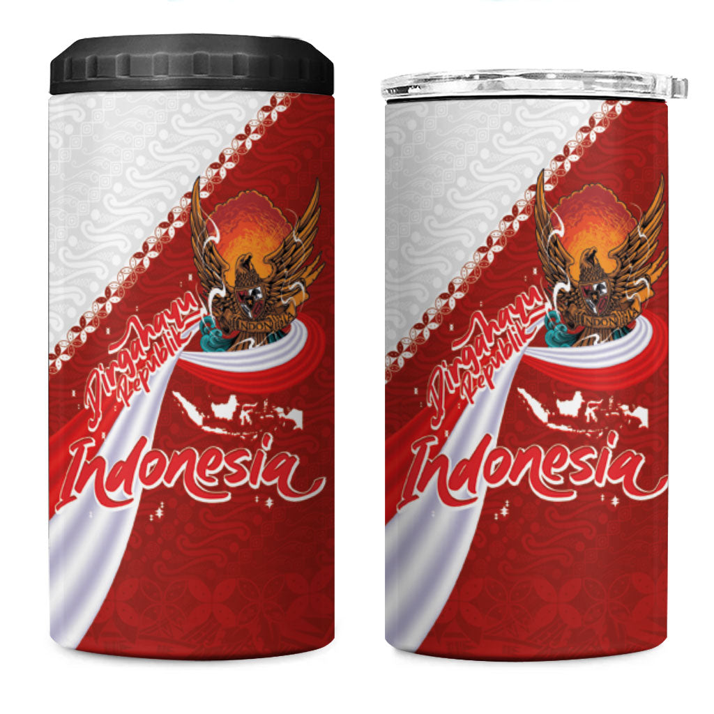 Indonesia Independence Day 4 in 1 Can Cooler Tumbler Dirgahayu-Long Live Indonesia