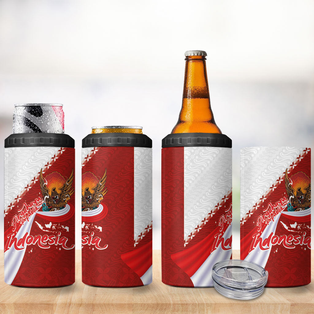 Indonesia Independence Day 4 in 1 Can Cooler Tumbler Dirgahayu-Long Live Indonesia