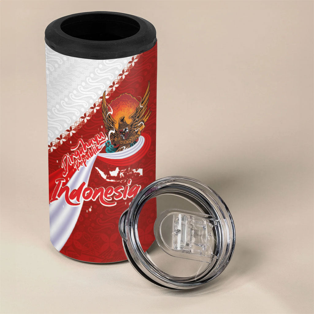Indonesia Independence Day 4 in 1 Can Cooler Tumbler Dirgahayu-Long Live Indonesia