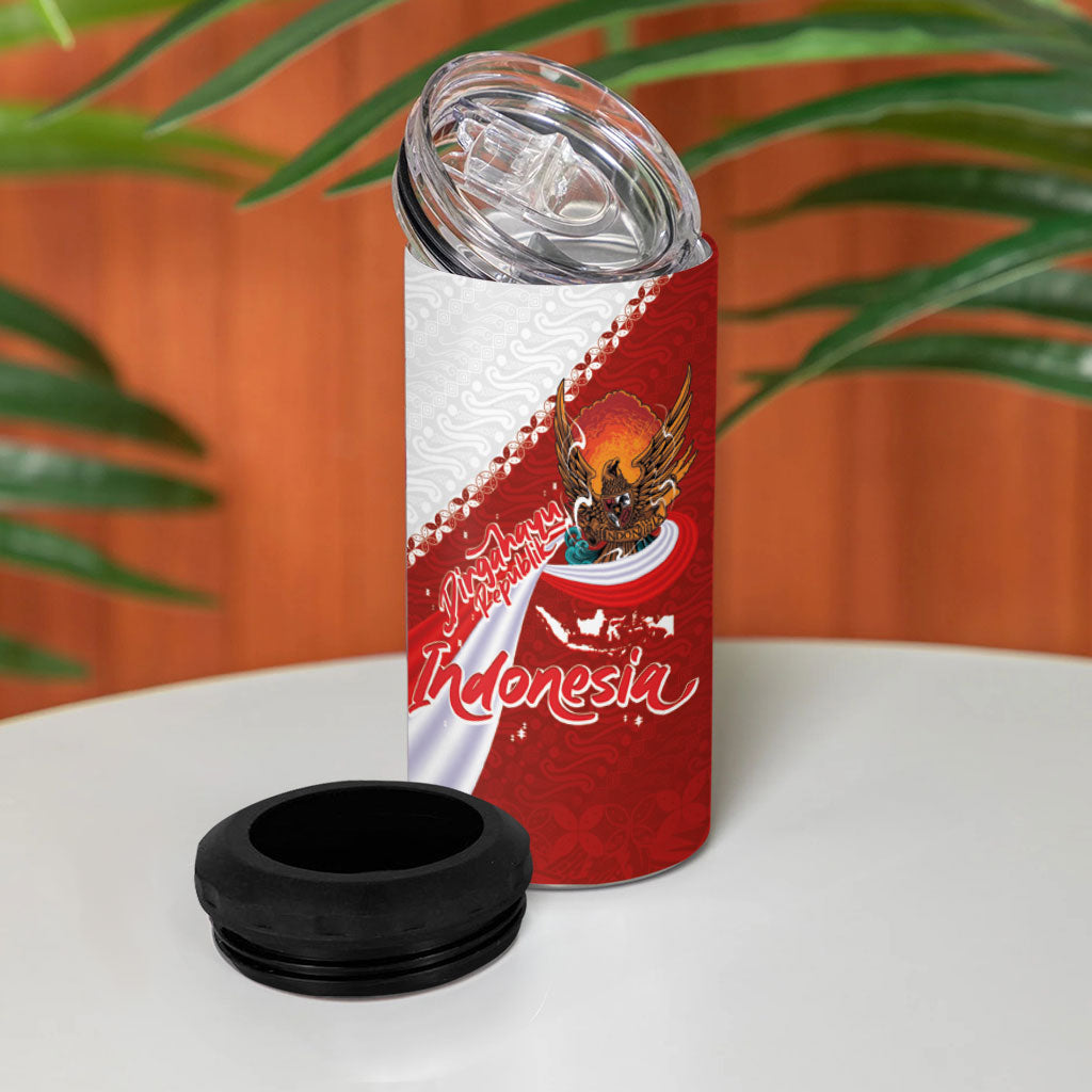 Indonesia Independence Day 4 in 1 Can Cooler Tumbler Dirgahayu-Long Live Indonesia