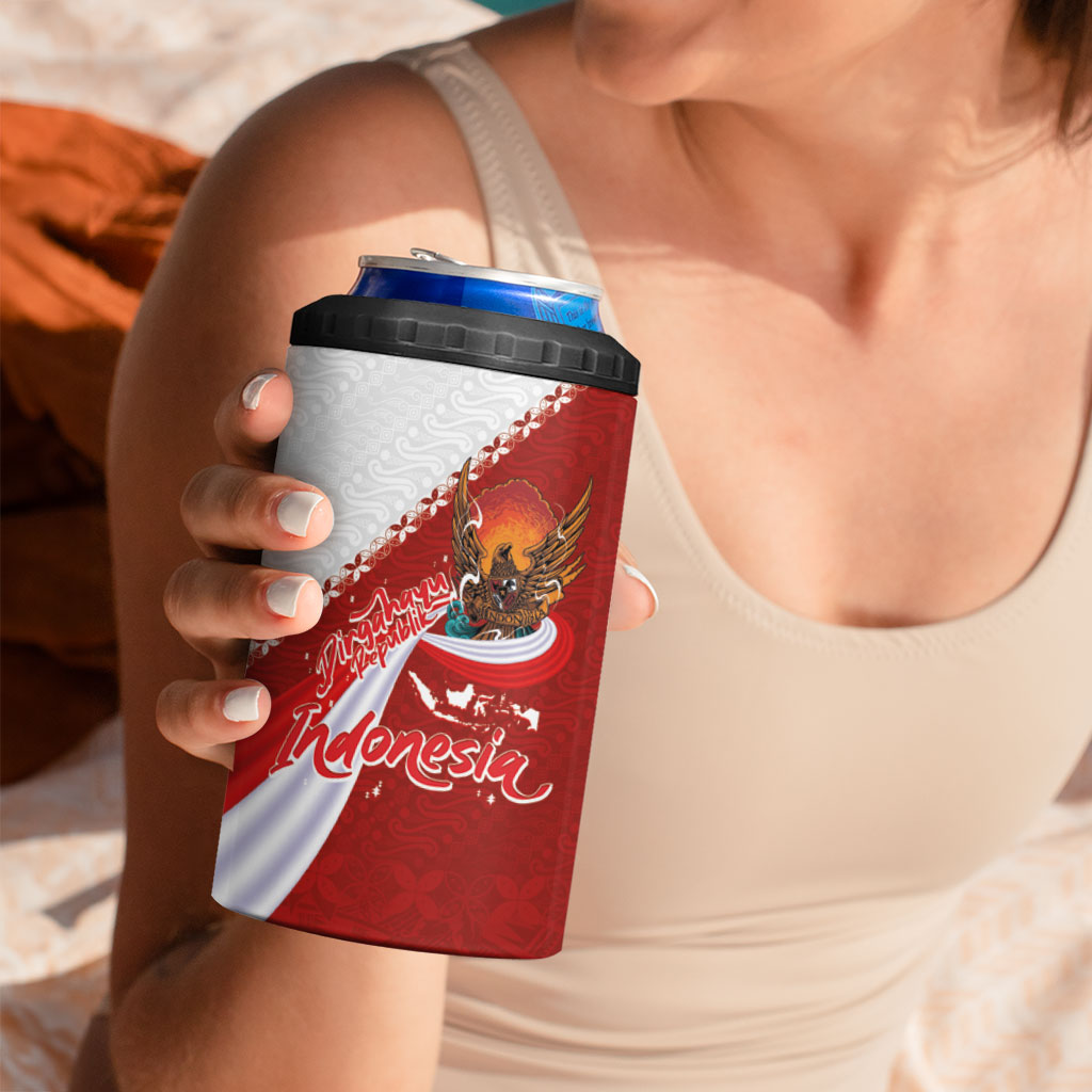 Indonesia Independence Day 4 in 1 Can Cooler Tumbler Dirgahayu-Long Live Indonesia