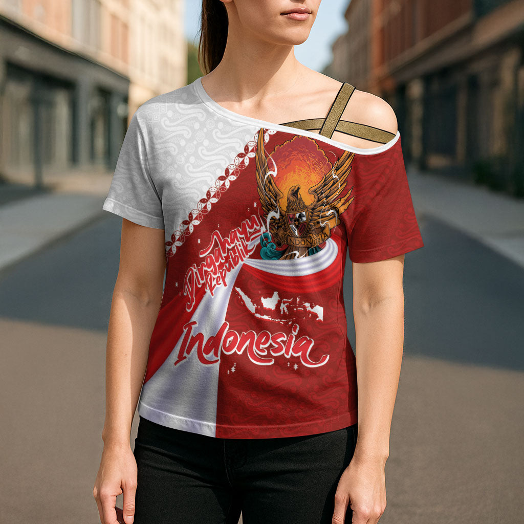 Indonesia Independence Day Cross Shoulder Shirt Dirgahayu-Long Live Indonesia