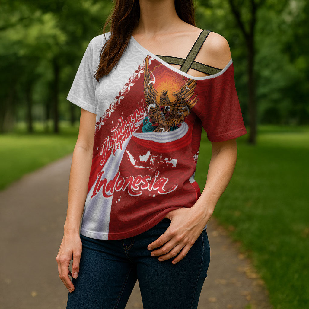 Indonesia Independence Day Cross Shoulder Shirt Dirgahayu-Long Live Indonesia