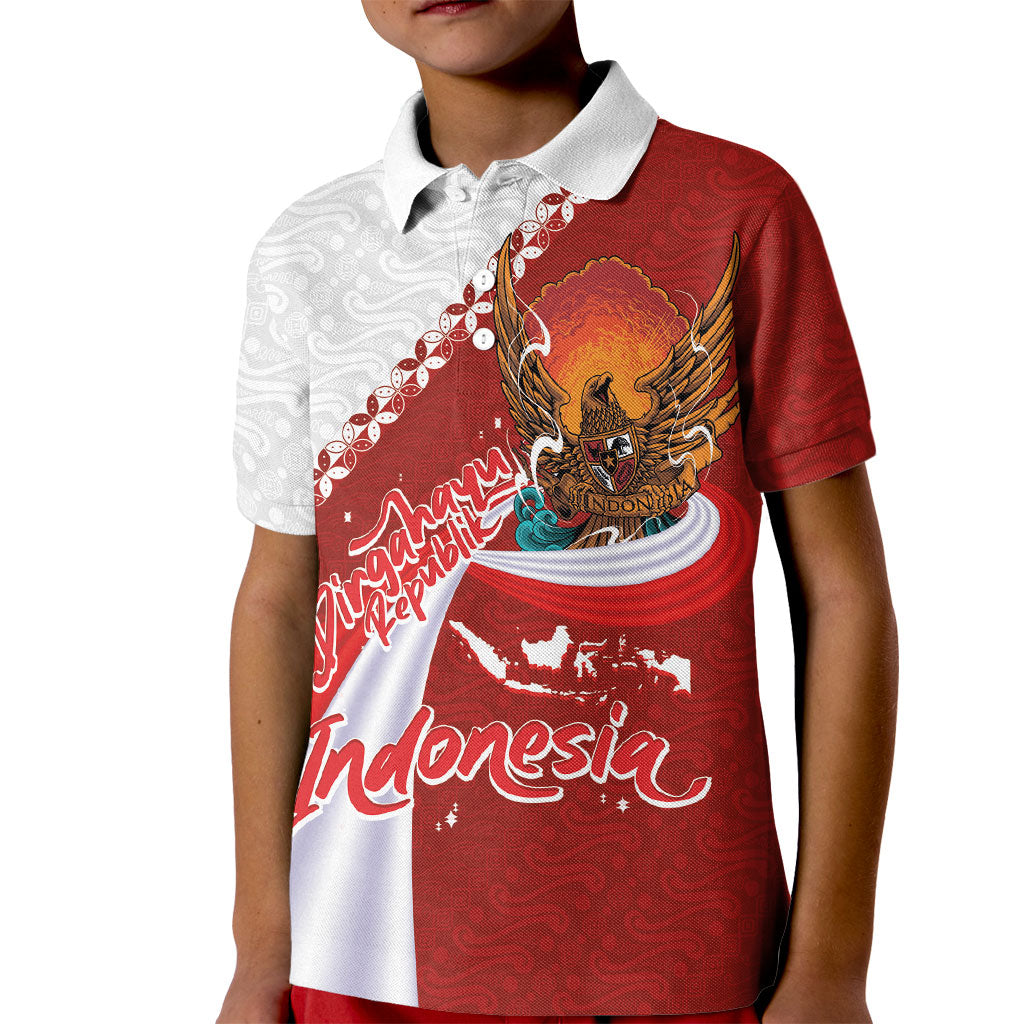 Indonesia Independence Day Kid Polo Shirt Dirgahayu-Long Live Indonesia