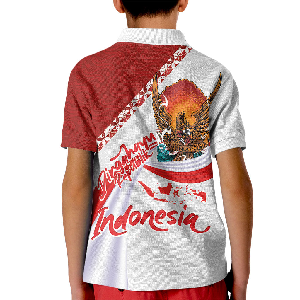 Indonesia Independence Day Kid Polo Shirt Dirgahayu-Long Live Indonesia