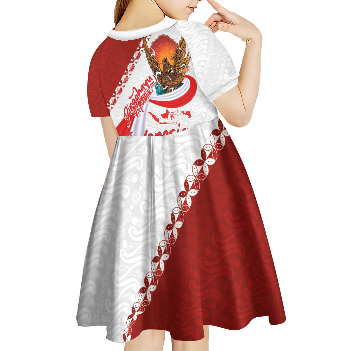 Indonesia Independence Day Kid Short Sleeve Dress Dirgahayu-Long Live Indonesia